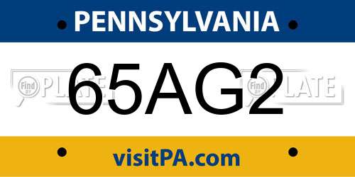 65AG2 Pennsylvania License Plate