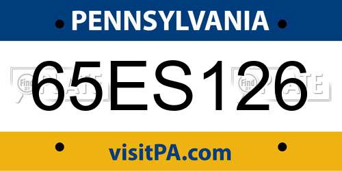 65ES126 Pennsylvania License Plate