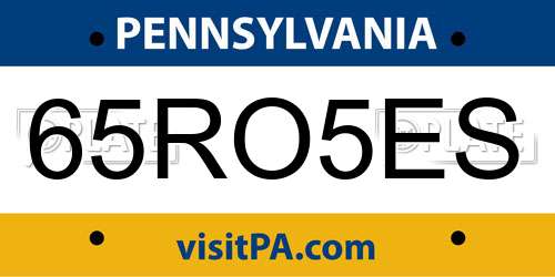 65RO5ES Pennsylvania License Plate