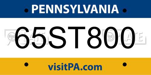 65ST800 Pennsylvania License Plate