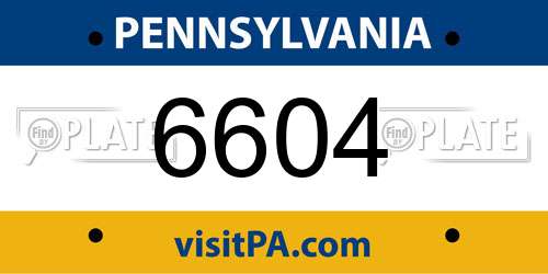 6604 Pennsylvania License Plate
