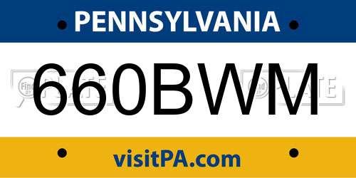 660BWM Pennsylvania License Plate