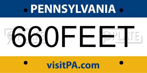 660FEET Pennsylvania License Plate