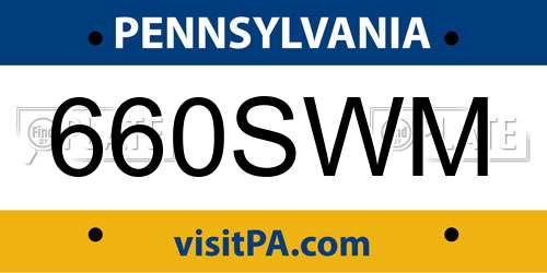 660SWM Pennsylvania License Plate