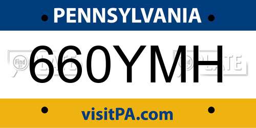 660YMH Pennsylvania License Plate