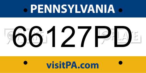 66127PD Pennsylvania License Plate