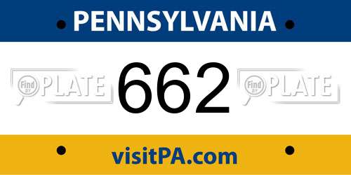 662 Pennsylvania License Plate
