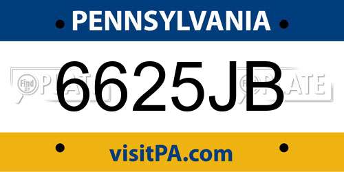 6625JB Pennsylvania License Plate