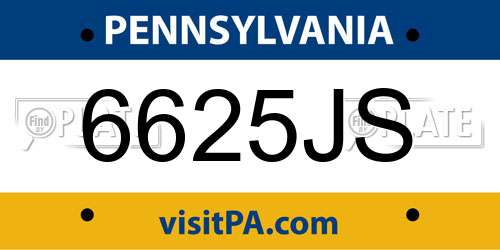 6625JS Pennsylvania License Plate