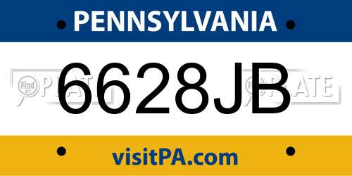 6628JB Pennsylvania License Plate