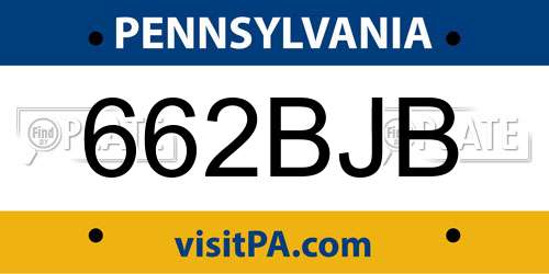 662BJB Pennsylvania License Plate