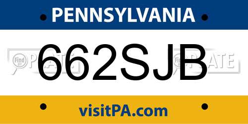 662SJB Pennsylvania License Plate
