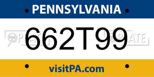 662T99 Pennsylvania License Plate