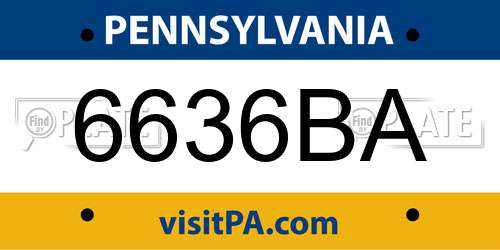 6636BA Pennsylvania License Plate