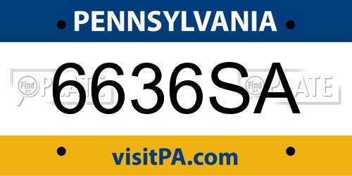 6636SA Pennsylvania License Plate