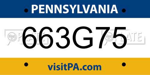 663G75 Pennsylvania License Plate