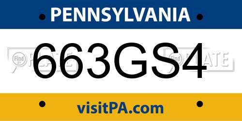 663GS4 Pennsylvania License Plate