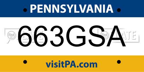 663GSA Pennsylvania License Plate