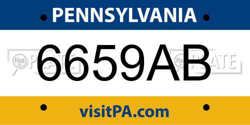 6659AB Pennsylvania License Plate