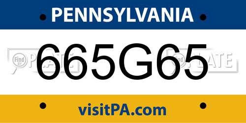 665G65 Pennsylvania License Plate