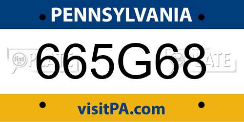 665G68 Pennsylvania License Plate