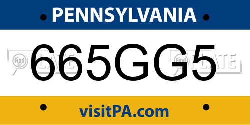 665GG5 Pennsylvania License Plate