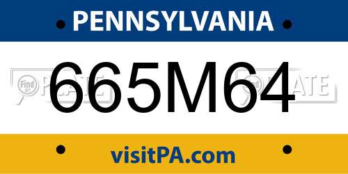 665M64 Pennsylvania License Plate