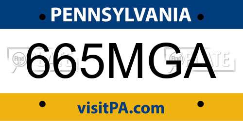 665MGA Pennsylvania License Plate