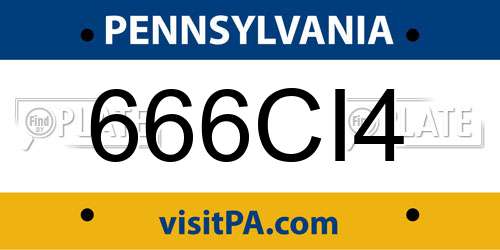 666CI4 Pennsylvania License Plate