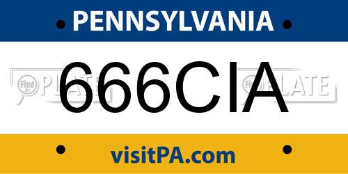 666CIA Pennsylvania License Plate