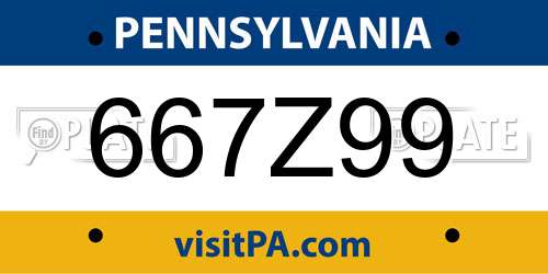 667Z99 Pennsylvania License Plate