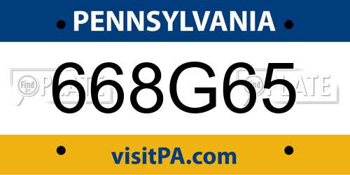 668G65 Pennsylvania License Plate