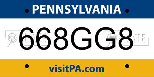 668GG8 Pennsylvania License Plate
