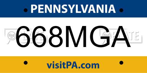 668MGA Pennsylvania License Plate
