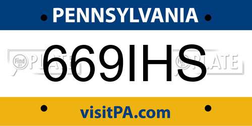 669IHS Pennsylvania License Plate