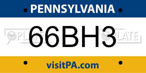66BH3 Pennsylvania License Plate