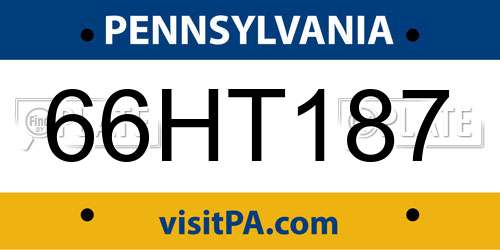 66HT187 Pennsylvania License Plate