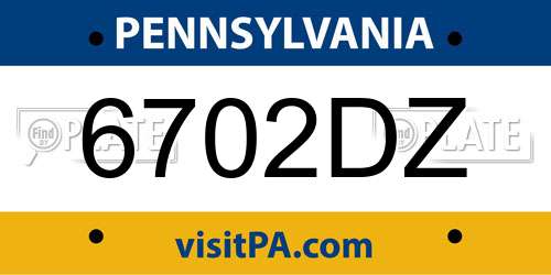 6702DZ Pennsylvania License Plate