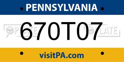 670T07 Pennsylvania License Plate