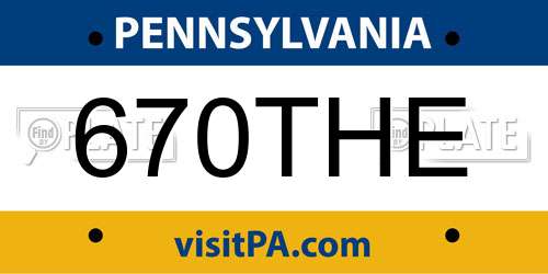 670THE Pennsylvania License Plate