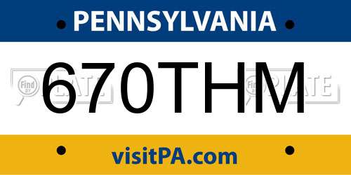 670THM Pennsylvania License Plate