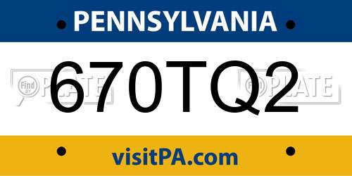 670TQ2 Pennsylvania License Plate
