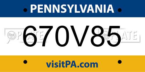 670V85 Pennsylvania License Plate