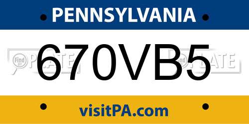 670VB5 Pennsylvania License Plate