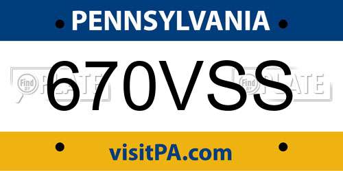 670VSS Pennsylvania License Plate