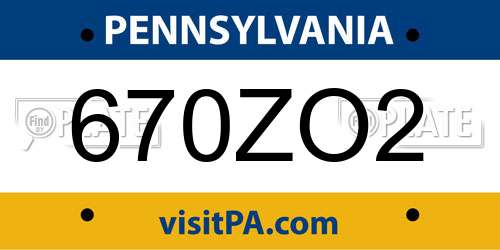 670ZO2 Pennsylvania License Plate