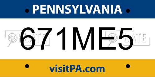 671ME5 Pennsylvania License Plate
