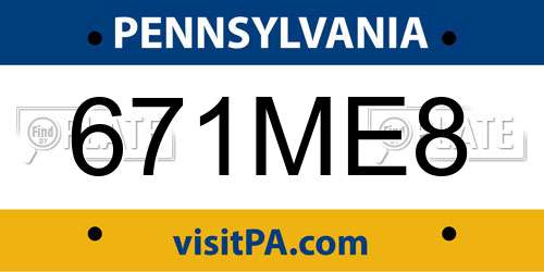 671ME8 Pennsylvania License Plate