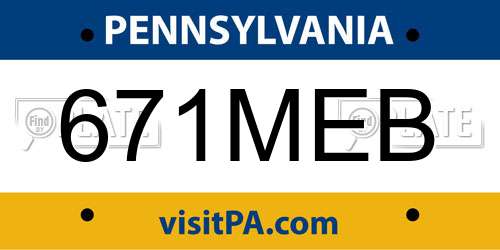 671MEB Pennsylvania License Plate