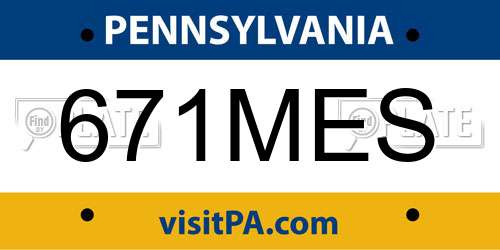 671MES Pennsylvania License Plate